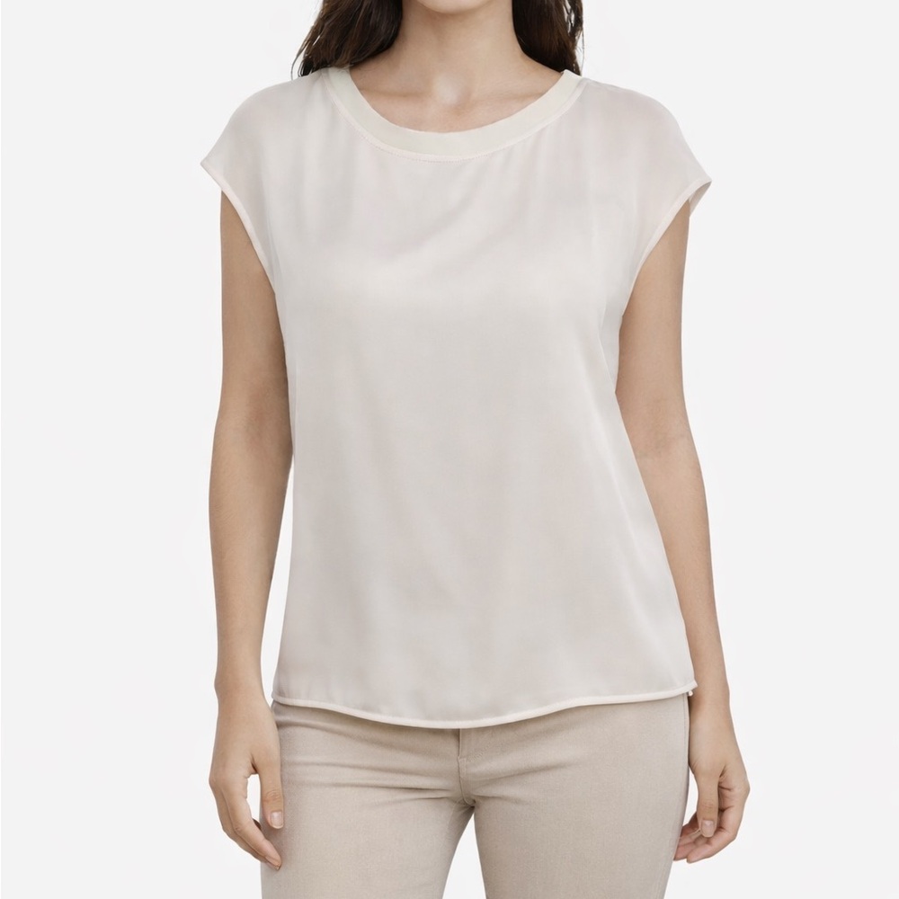 Giorgio Armani Main Line Ivory Sheer Cap Sleeve Top, Size 4